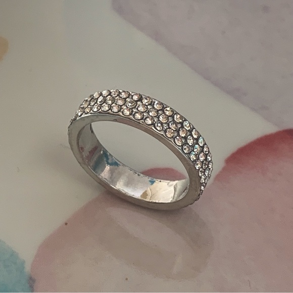 NEW 925 Sterling Silver 3 Row Eternity Cocktail Ring Simulated Stones - Picture 6 of 12